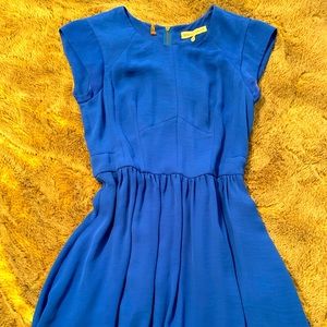 Rebecca Taylor Blue Cap Sleeve Fit & Flare Mini Dress